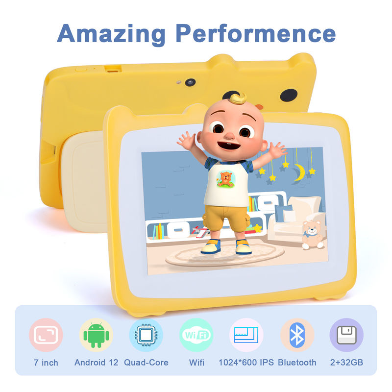 C Idea 7 Inch Kids Touch Screen Tablets Dual Camera's High Definition Scherm 2+32G Geel