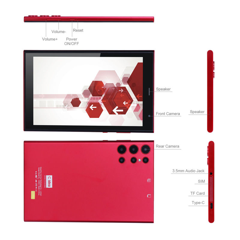 C idee WiFi 8 inch tablet pc met grote 8000mAh batterij 512GB opslag Dual 5MP + 8MP camera CM822 (rood)