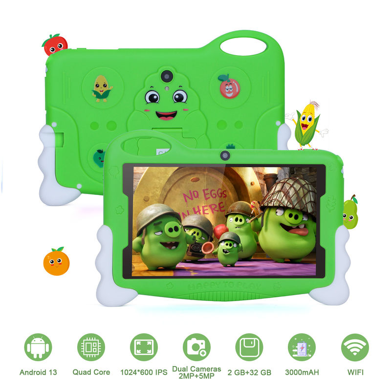 C idee Kids Student Study Tablet 7 Inches Cute Long Battery Life 32GB Storage 2MP + 5MP Dual Camera's CM90 Groen