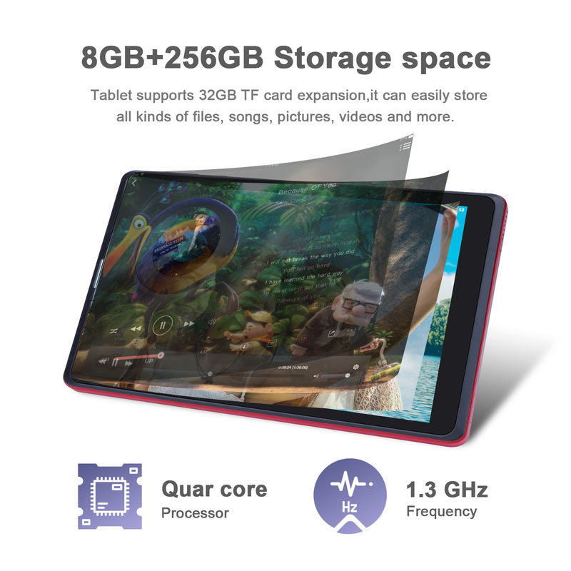 C idee Android 8 inch Tablet PC 256GB Grote opslagcapaciteit 5MP + 8MP Camera's 8000mAh Batterijduur Lezen CM835 Rood