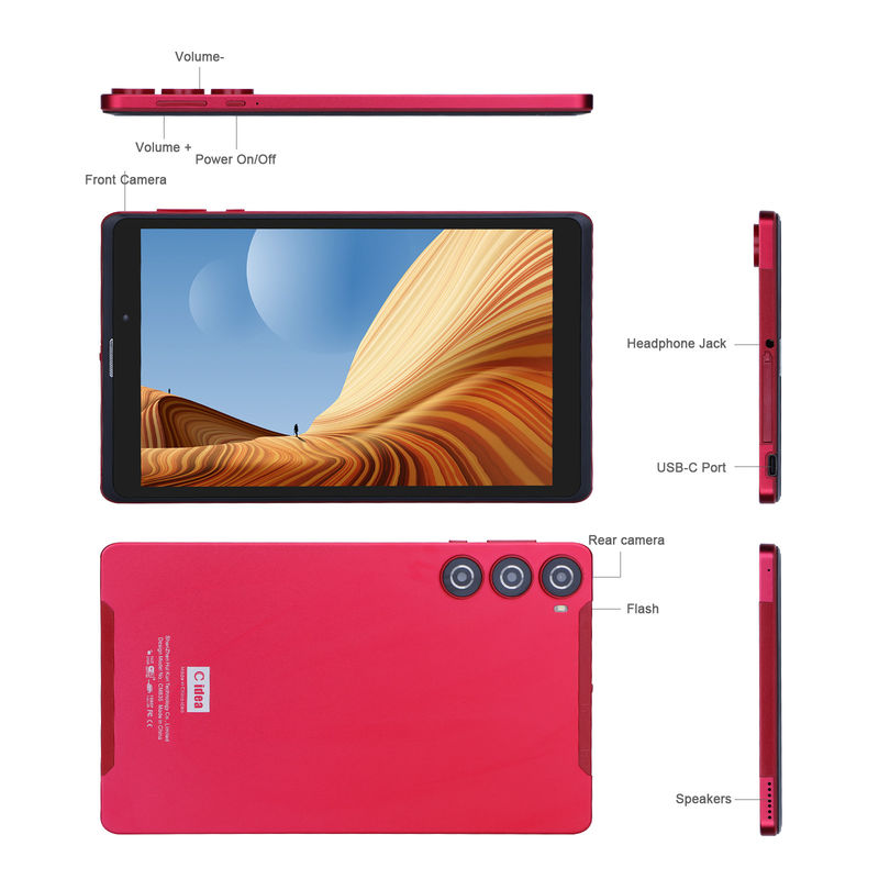 C idee Android 8 inch Tablet PC 256GB Grote opslagcapaciteit 5MP + 8MP Camera's 8000mAh Batterijduur Lezen CM835 Rood