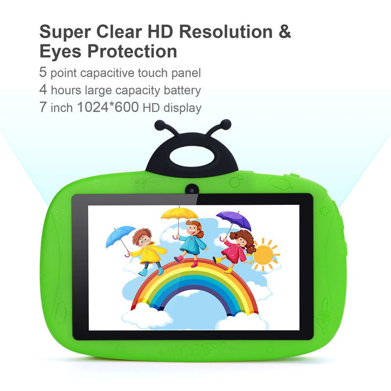 C idee Dual Camera WiFi 7 inch Tablet PC Android Kinderen Voor Kleuters Leren 128GB met Case Kids App CM76 Groen