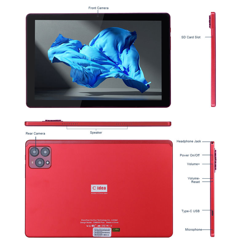 C idee 10 inch Android 12 Tablet 8GB RAM 256GB ROM Model CM8000PLUS Rood