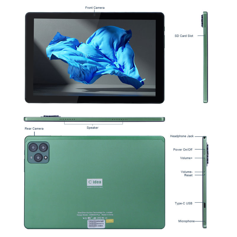 C idee 10 inch Android 12 Tablet 8GB RAM 256GB ROM Model CM8000PLUS Groen