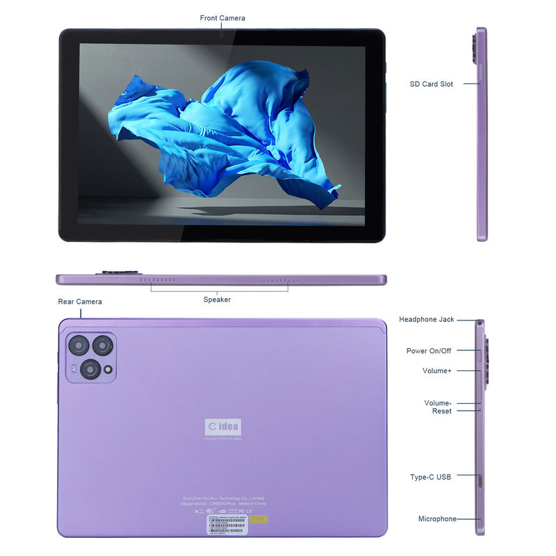 C idee 10 inch Android 12 Tablet 8GB RAM 256GB ROM Model CM8000PLUS Paars