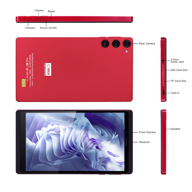 C Idea 7 Inch Tablet 6 GB RAM 128 GB ROM Met SIM Android Tablet PC Voor Studenten CM525 Rood