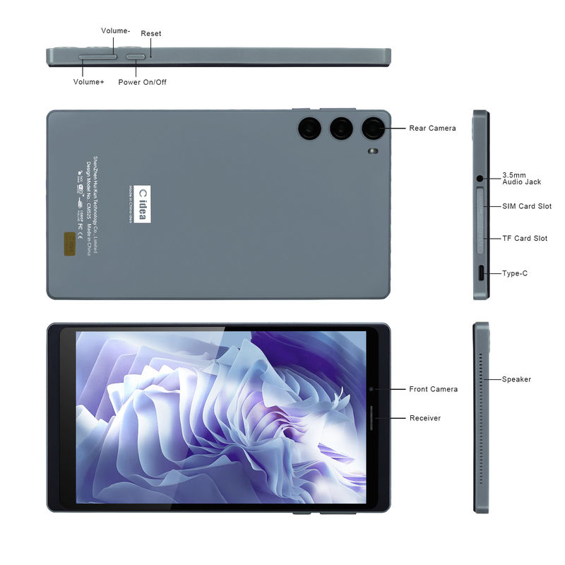 C Idea School Tablet 512GB Android 12 Met SIM-ondersteuning Smart Tablet PC CM525 Grijz