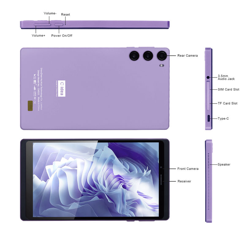 C idee 7 inch 6+128GB 6000mAh Android Tablet PC met SIM voor Studenten CM525 Purple
