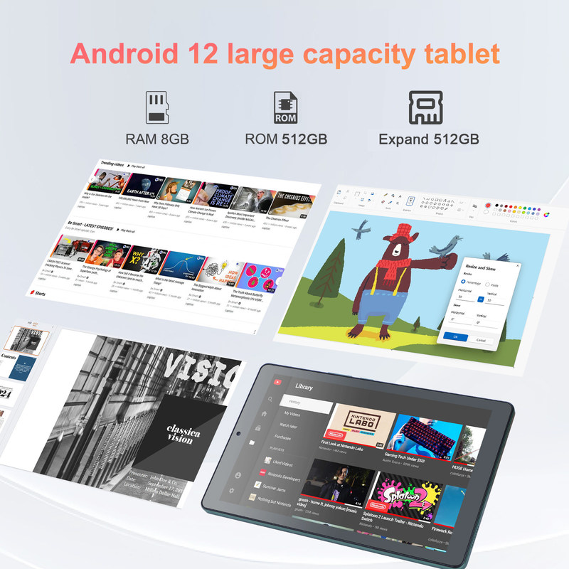 C idee 9 inch Android 12 Tablet 8GB RAM 512GB ROM 5MP+8MP Dual Camera WIFI Tablet met SIM CM915 (groen)