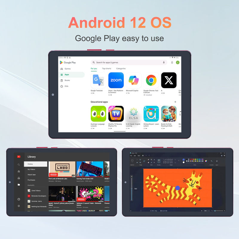 C idee 9 inch Android 12 Tablet 8GB RAM 512GB ROM 5MP+8MP Dual Camera WIFI Tablet met SIM CM915 (Rood)