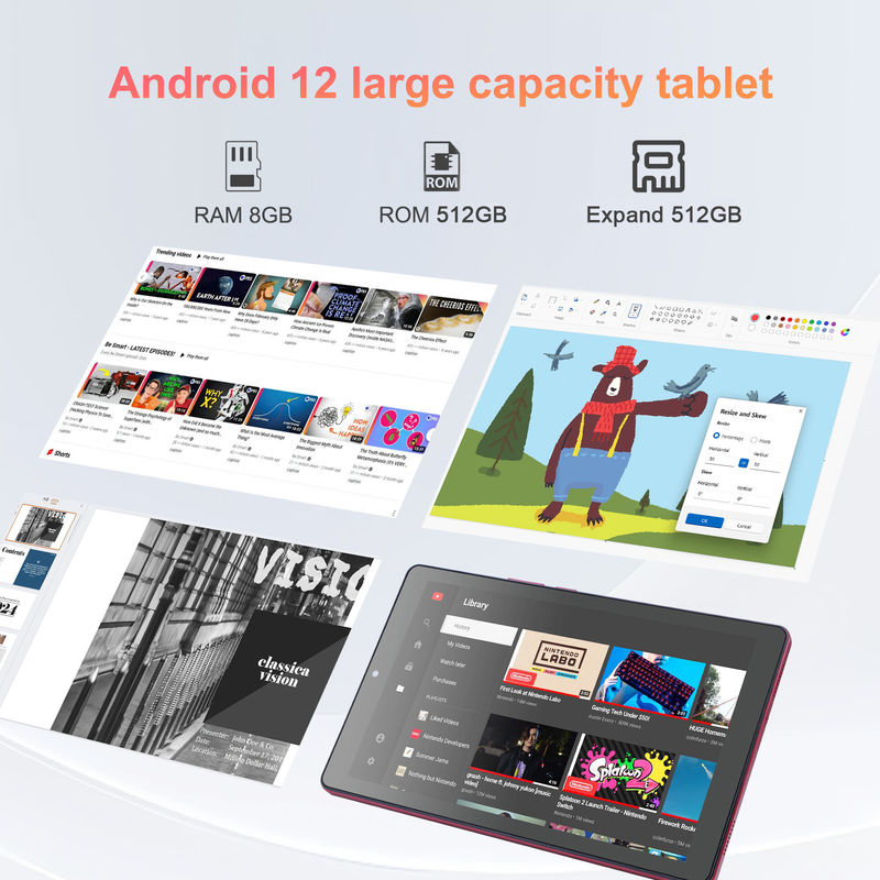C idee 9 inch Android 12 Tablet 8GB RAM 512GB ROM 5MP+8MP Dual Camera WIFI Tablet met SIM CM915 (Rood)