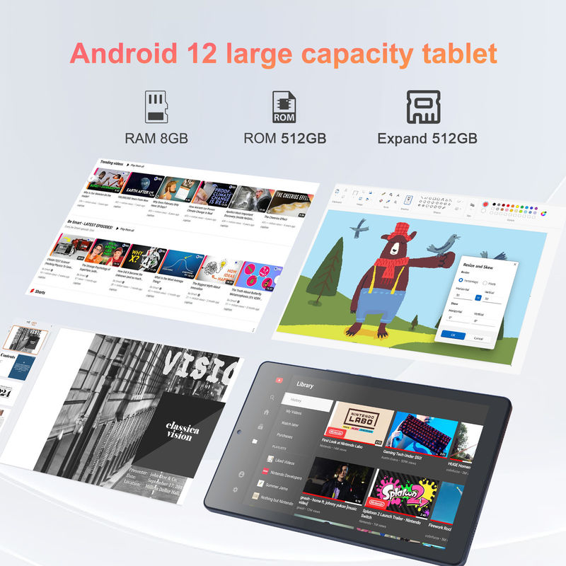 C idee 9 inch Android 12 Tablet 8GB RAM 512GB ROM 5MP+8MP Dual Camera WIFI Tablet met SIM CM915 (Grijz)