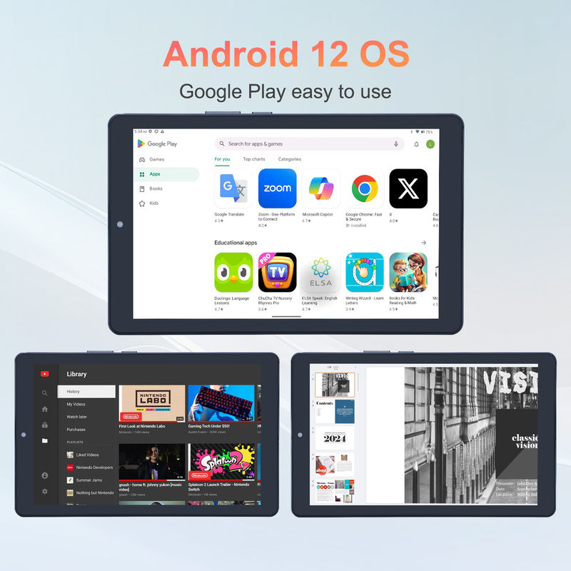 C idee 9 inch Android 12 Tablet 8GB RAM 512GB ROM 5MP+8MP Dual Camera WIFI Tablet met SIM CM915 (Grijz)