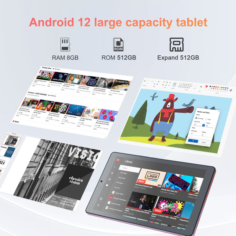 C idee 9 inch Android 12 Tablet 8GB RAM 512GB ROM 5MP+8MP Dual Camera WIFI Tablet met SIM CM915 (Roze)