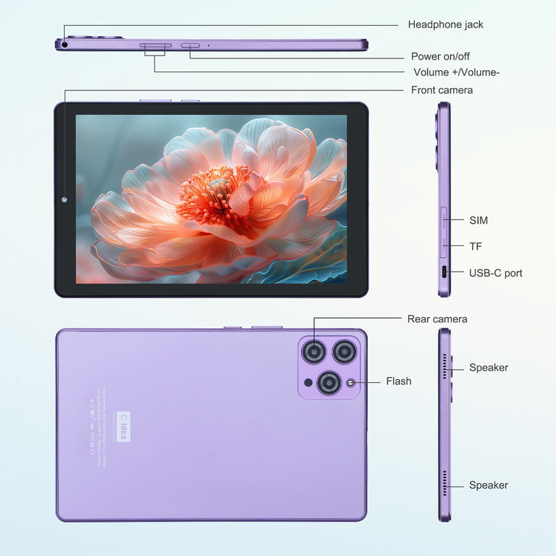 C idee 9 inch Android 12 Tablet 8GB RAM 512GB ROM 5MP + 8MP Dual Camera WIFI Tablet met SIM CM915 (Purple)