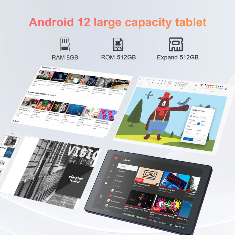 C idee 9 inch Android 12 Tablet 8GB RAM 512GB ROM 5MP + 8MP Dual Camera WIFI Tablet met SIM CM915 (Purple)