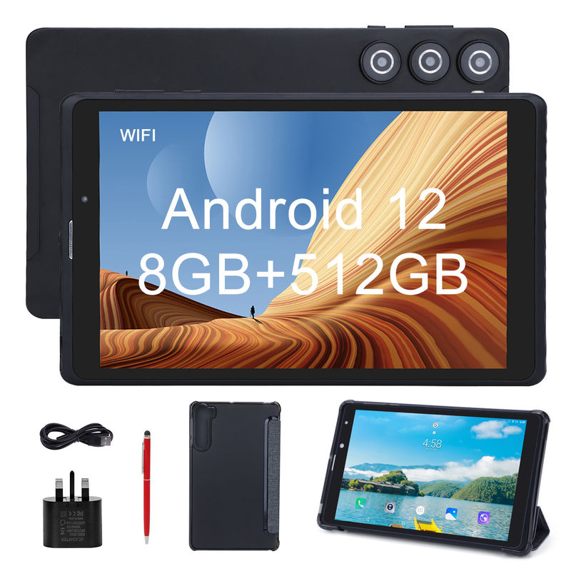 C idee 8 inch Android Tablet PC Vervaardiger met Android 12 Quad Core 8GB+512GB opslag IPS HD Display CM835 ((zwart)