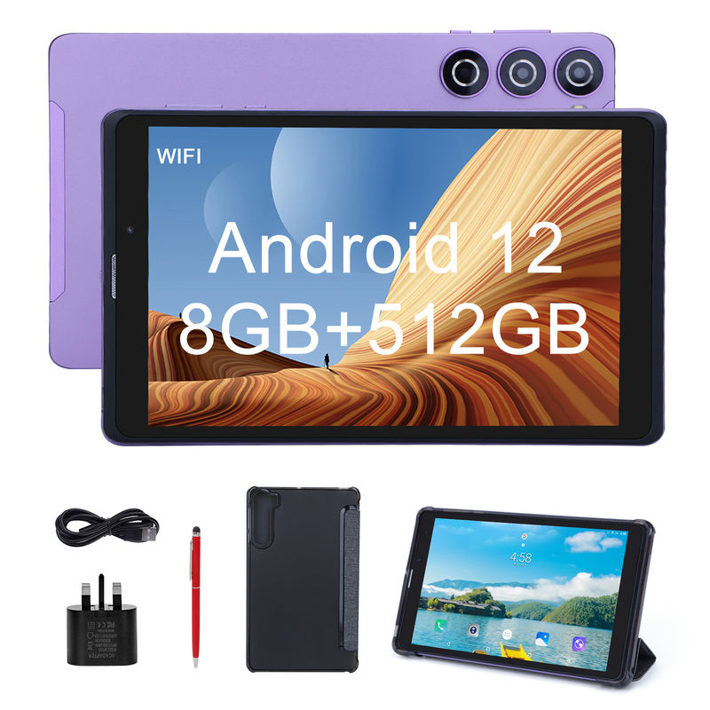 C idee 8 inch Android Tablet PC Vervaardiger met Android 12 Quad Core 8GB+512GB Storage IPS HD Display CM835 ((paars)