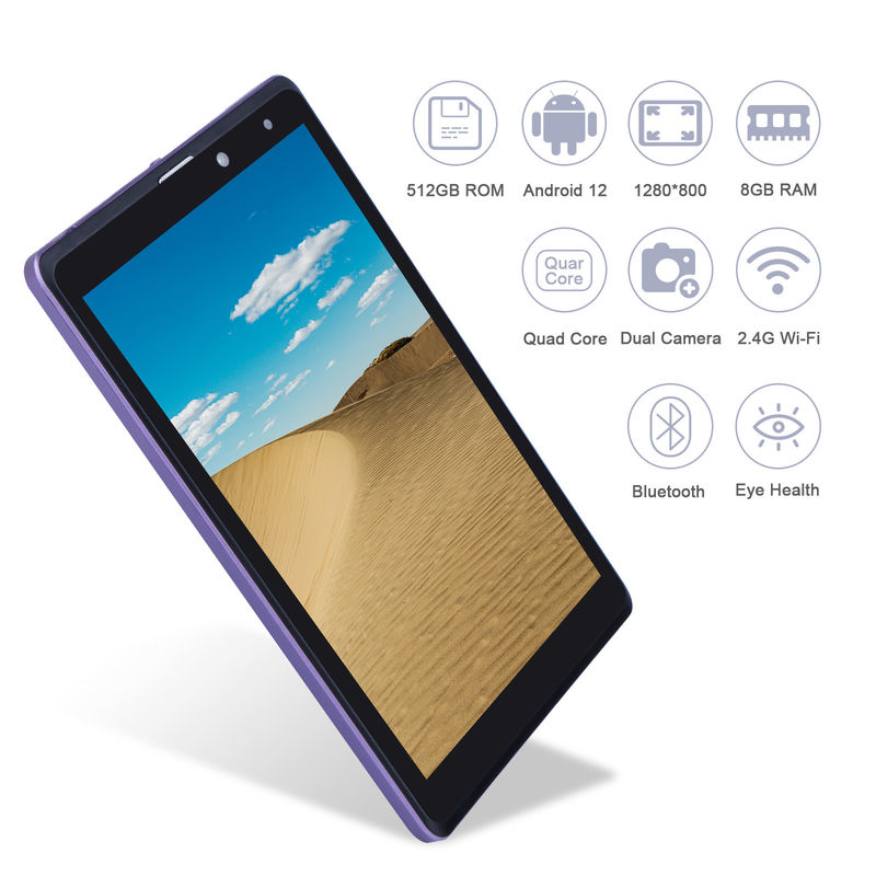 C idee 8 inch Android Tablet PC Vervaardiger met Android 12 Quad Core 8GB+512GB Storage IPS HD Display CM835 ((paars)