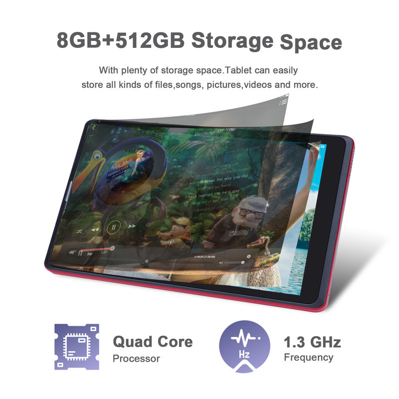 C idee 8 inch Android Tablet PC Vervaardiger met Android 12 Quad Core 8GB+512GB opslag IPS HD Display CM835 ((rood)