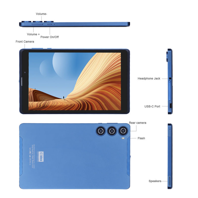 C idee 8 inch Android Tablet PC Vervaardiger met Android 12 Quad Core 8GB+512GB opslag IPS HD Display CM835 ((blauw)