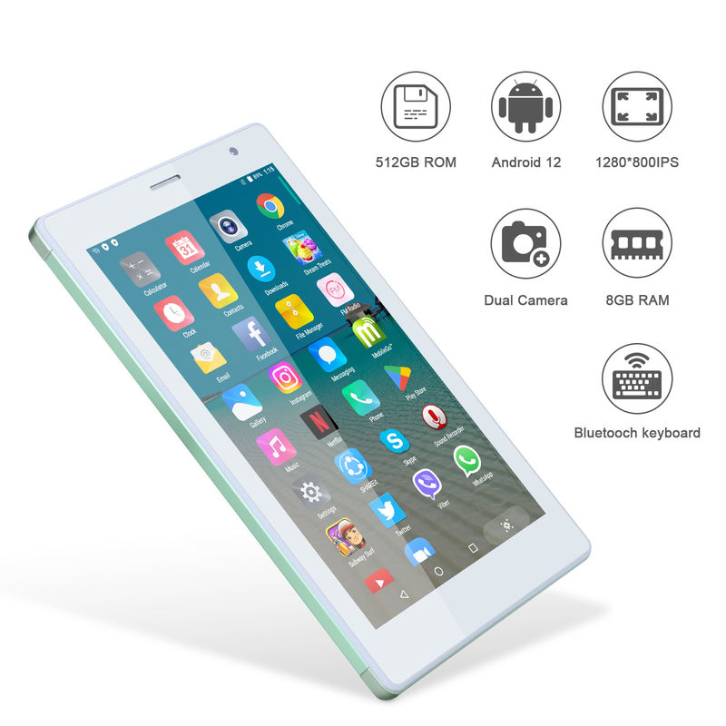 C idee 7 inch Android Smart Tablets 8+512GB Quad Core WiFi Tablet HD Touch Screen CM513 ((groen)