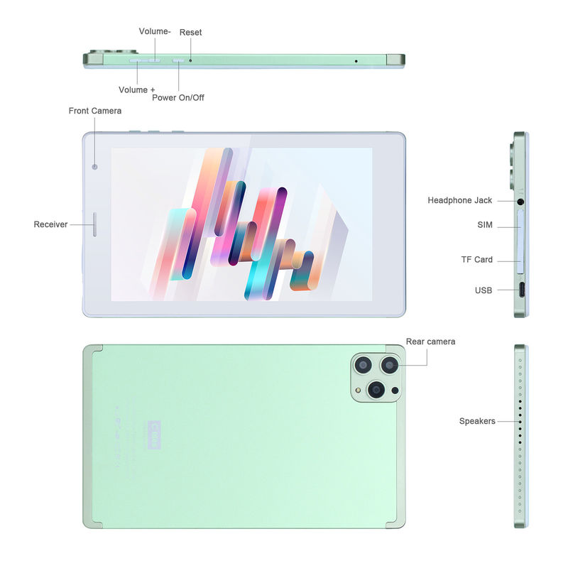 C idee 7 inch Android Smart Tablets 8+512GB Quad Core WiFi Tablet HD Touch Screen CM513 ((groen)