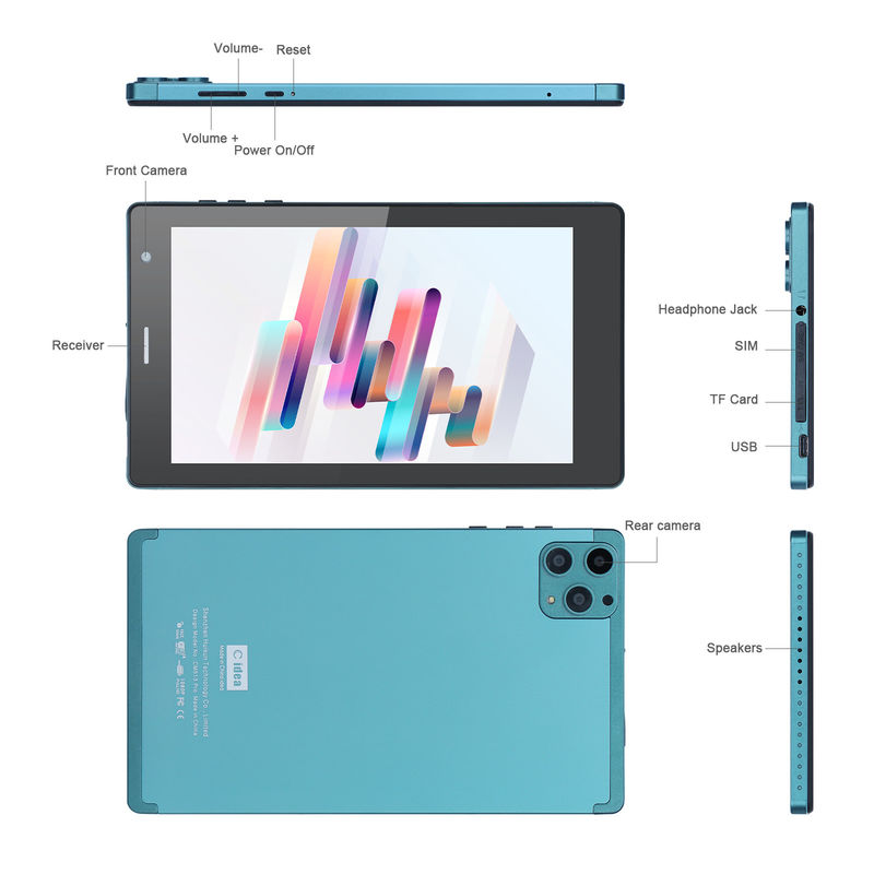 C idee 7 inch Android Smart Tablets 8+512GB Quad Core WiFi Tablet HD Touch Screen CM513 ((blauw)