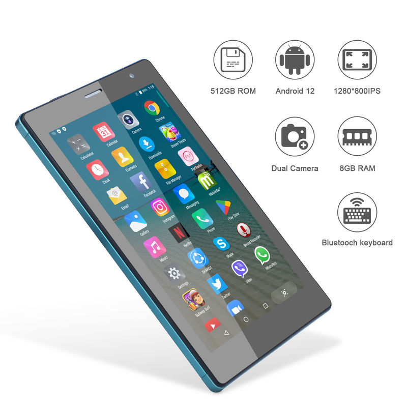 C idee 7 inch Android Smart Tablets 8+512GB Quad Core WiFi Tablet HD Touch Screen CM513 ((blauw)