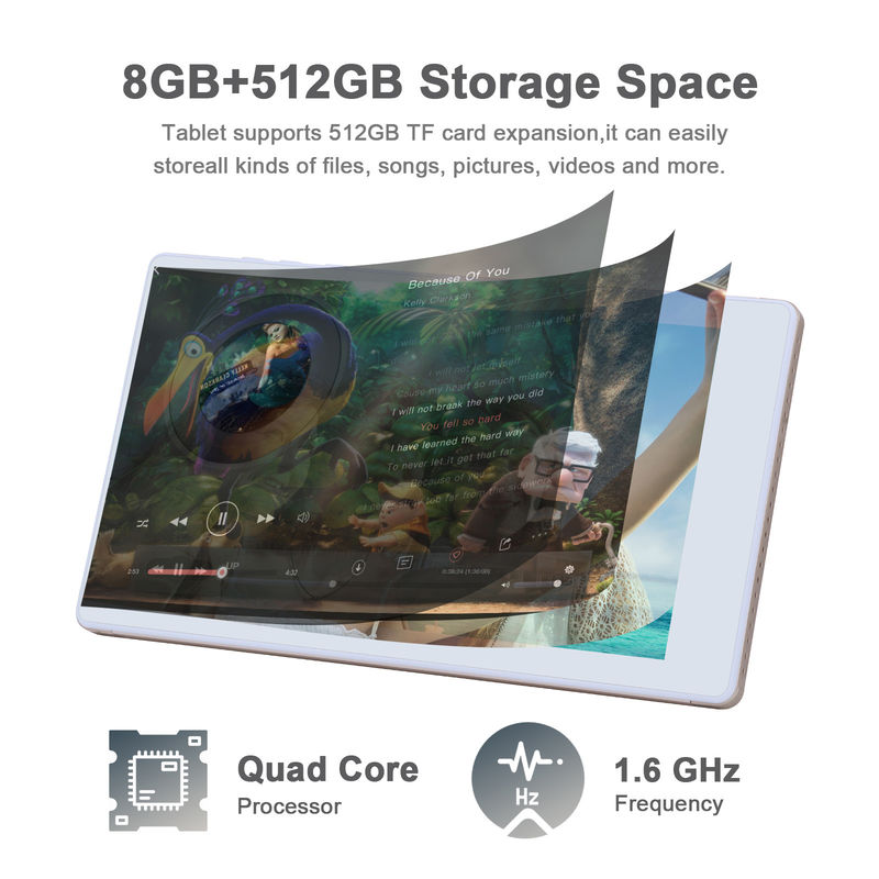C idee 7 inch Android Smart Tablets 8+512GB Quad Core WiFi Tablet HD Touch Screen CM513 ((Goud)