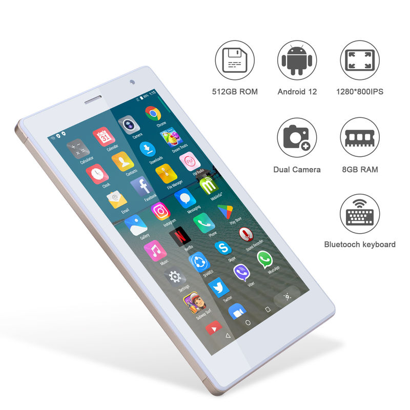C idee 7 inch Android Smart Tablets 8+512GB Quad Core WiFi Tablet HD Touch Screen CM513 ((Goud)