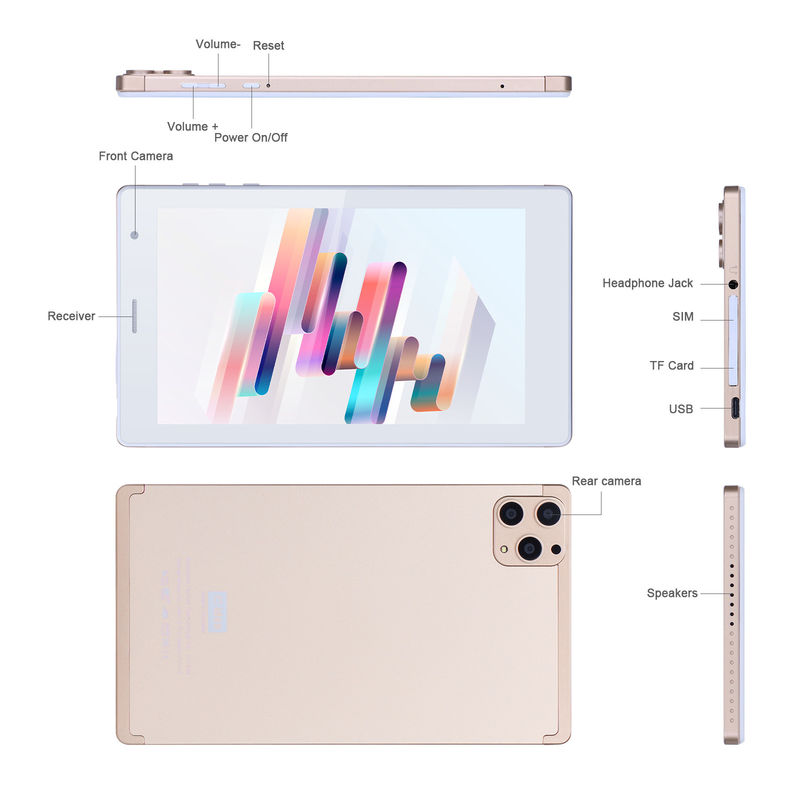 C idee 7 inch Android Smart Tablets 8+512GB Quad Core WiFi Tablet HD Touch Screen CM513 ((Goud)