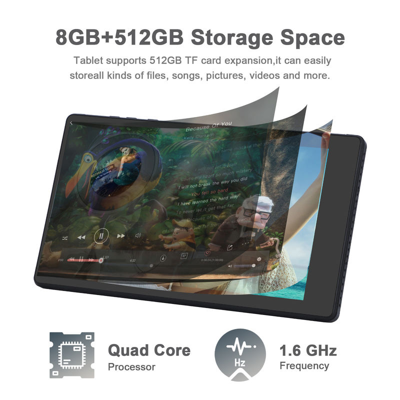 C idee 7 inch Android Smart Tablets 8+512GB Quad Core WiFi Tablet HD Touch Screen CM513 ((Zwart)