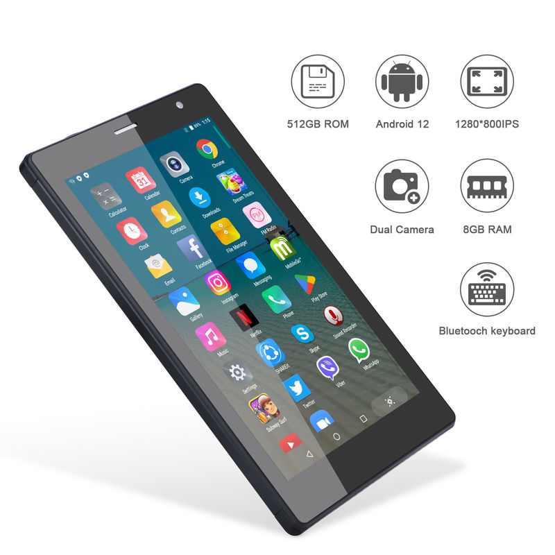 C idee 7 inch Android Smart Tablets 8+512GB Quad Core WiFi Tablet HD Touch Screen CM513 ((Zwart)