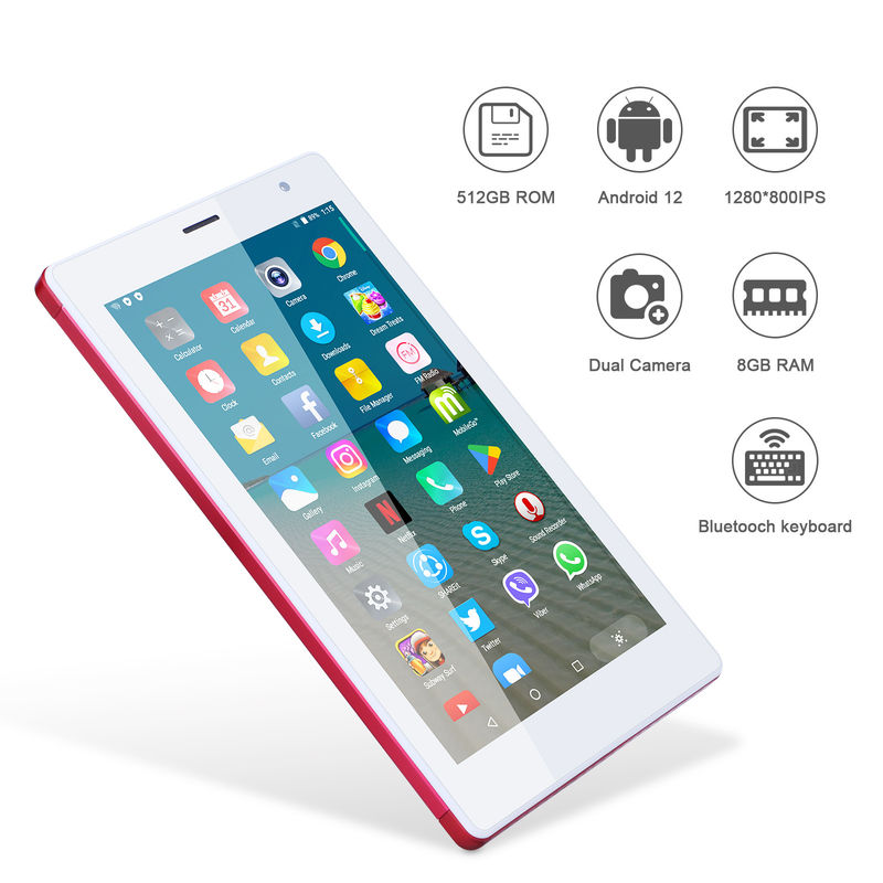 C idee 7 inch Android Smart Tablets 8+512GB Quad Core WiFi Tablet HD Touch Screen CM513 ((rood)