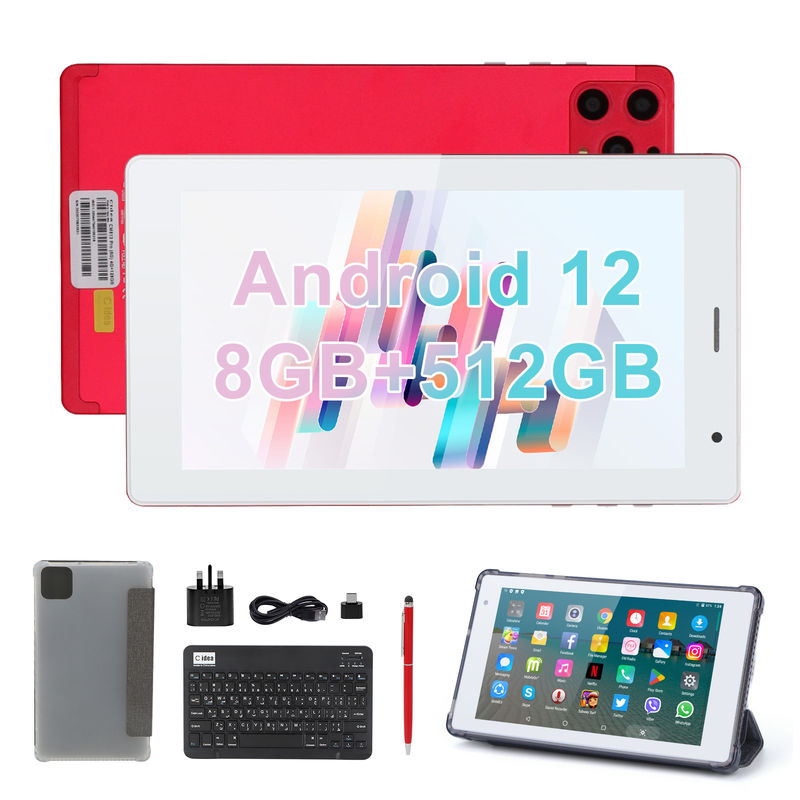 C idee 7 inch Android Smart Tablets 8+512GB Quad Core WiFi Tablet HD Touch Screen CM513 ((rood)