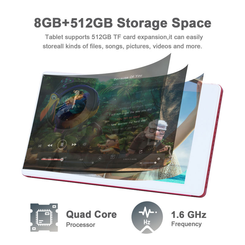 C idee 7 inch Android Smart Tablets 8+512GB Quad Core WiFi Tablet HD Touch Screen CM513 ((rood)