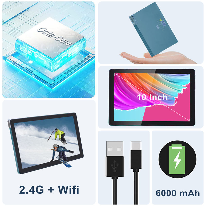 C idee 256ROM 10 inch Tablet PC Dual 5MP + 8MP Camera Quad Core Met Keyboards Case CM7000 Blauw