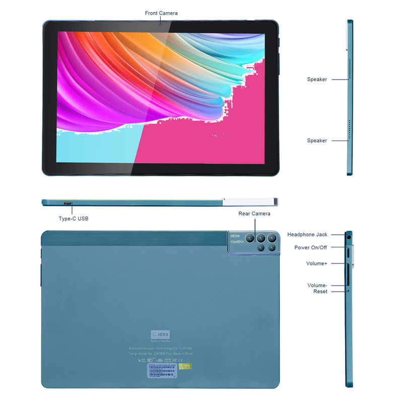 C idee 256ROM 10 inch Tablet PC Dual 5MP + 8MP Camera Quad Core Met Keyboards Case CM7000 Blauw