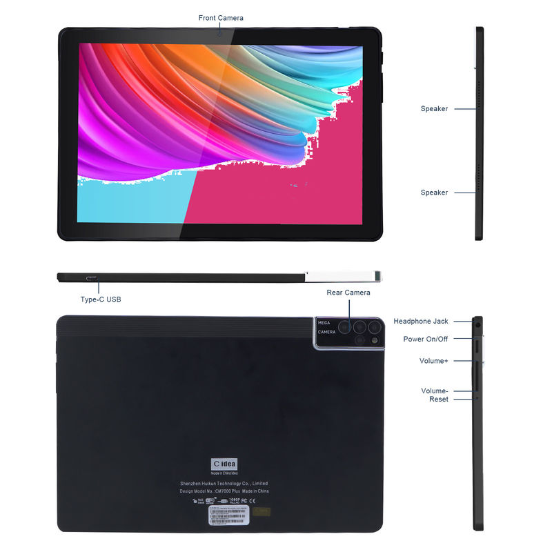 C idee 800x1280 IPS 10 inch Tablet PC Met Case 256GB ROM Quad Core Dual 5MP+8MP Camera HD IPS Display CM7000 Zwart