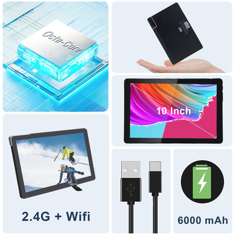 C idee 800x1280 IPS 10 inch Tablet PC Met Case 256GB ROM Quad Core Dual 5MP+8MP Camera HD IPS Display CM7000 Zwart