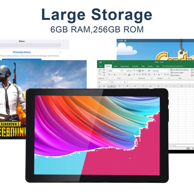 C idee 800x1280 IPS 10 inch Tablet PC Met Case 256GB ROM Quad Core Dual 5MP+8MP Camera HD IPS Display CM7000 Zwart