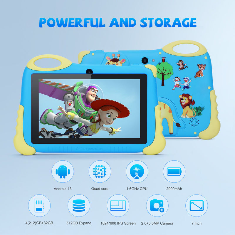 C Idea 7 inch Android Tablet voor 3-7 jaar Uitbreiden 512GB Tablet Kidspad Met Case CM92