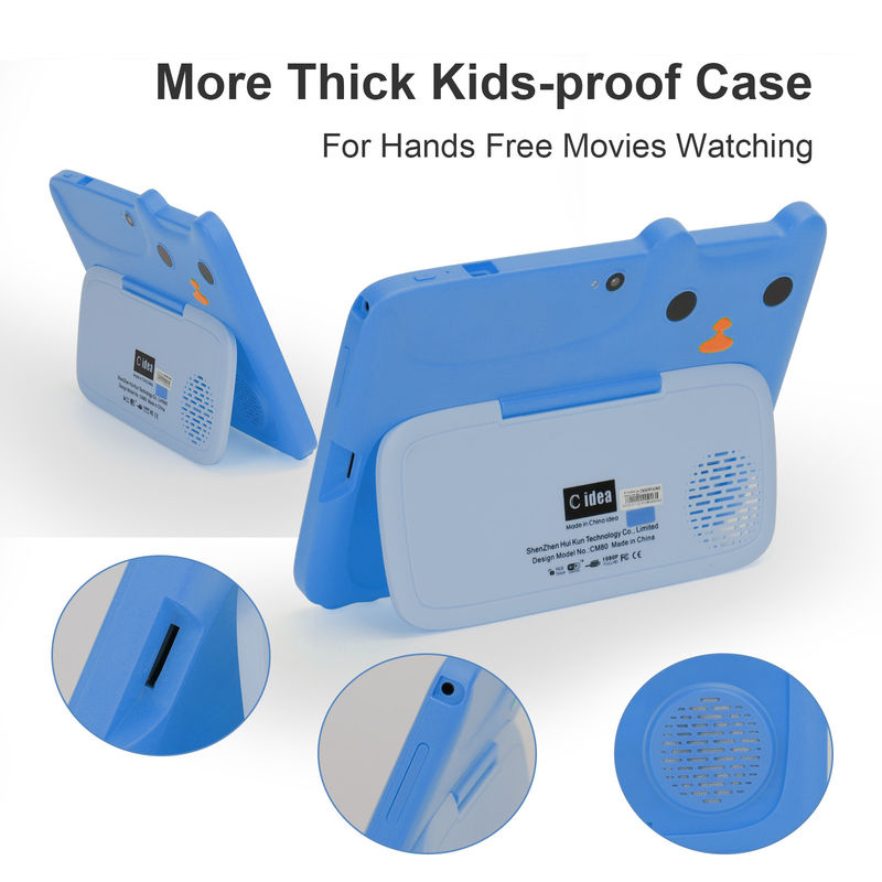 C idee Studeren Tablet Kidspad 7 inch met kindervriendelijke behuizing 4GB + 64GB Quad Core 600 X 1024 IPS CM80 Blauw