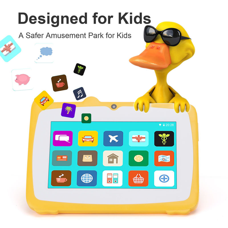 C idee 7 inch Android Kids Learning Tablet 64GB+32GB Uitbreidbare opslag HD Dual Camera 2MP+2MP CM80 Geel