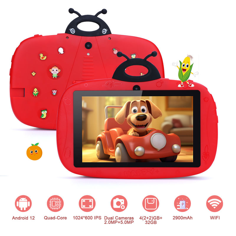 C ideeToddler Learning C idee 7 inch WIFI Tablet Android 12 32GB+32GB Uitbreidbare opslag CM77Rood