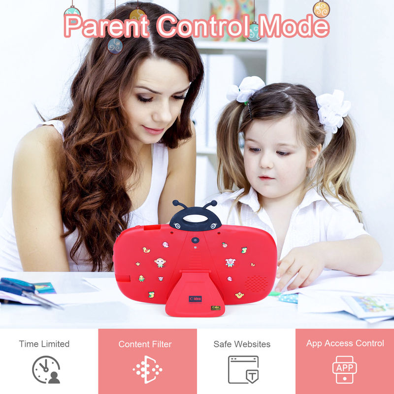 C ideeToddler Learning C idee 7 inch WIFI Tablet Android 12 32GB+32GB Uitbreidbare opslag CM77Rood