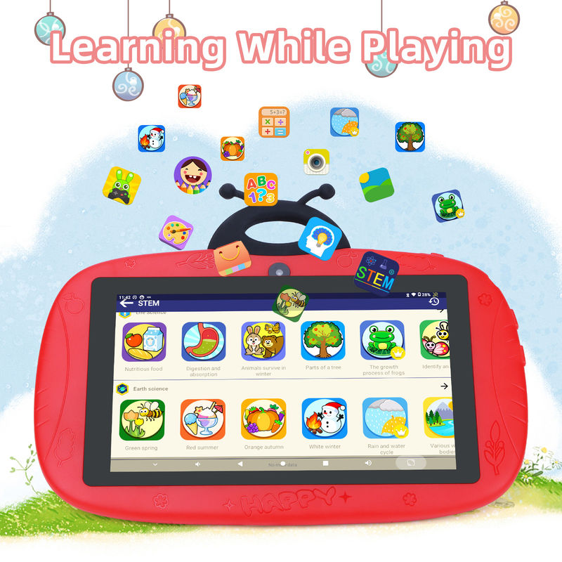 C ideeToddler Learning C idee 7 inch WIFI Tablet Android 12 32GB+32GB Uitbreidbare opslag CM77Rood