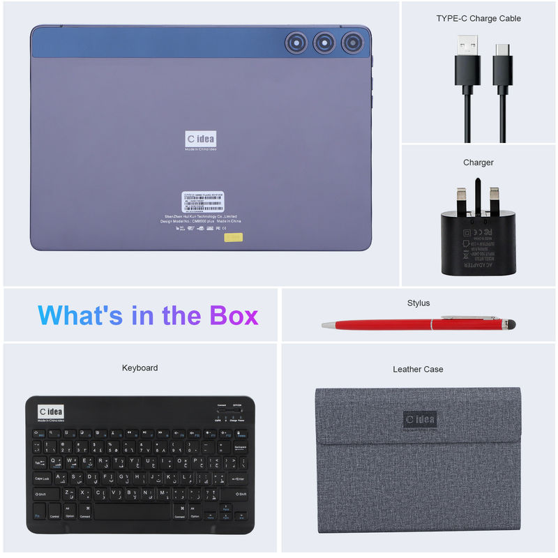 C idee Android Tablet 10,1 inch Dual Camera 8GB RAM 512GB WIFI 5G Tablet met toetsenbord muis SIM ondersteuning voor school