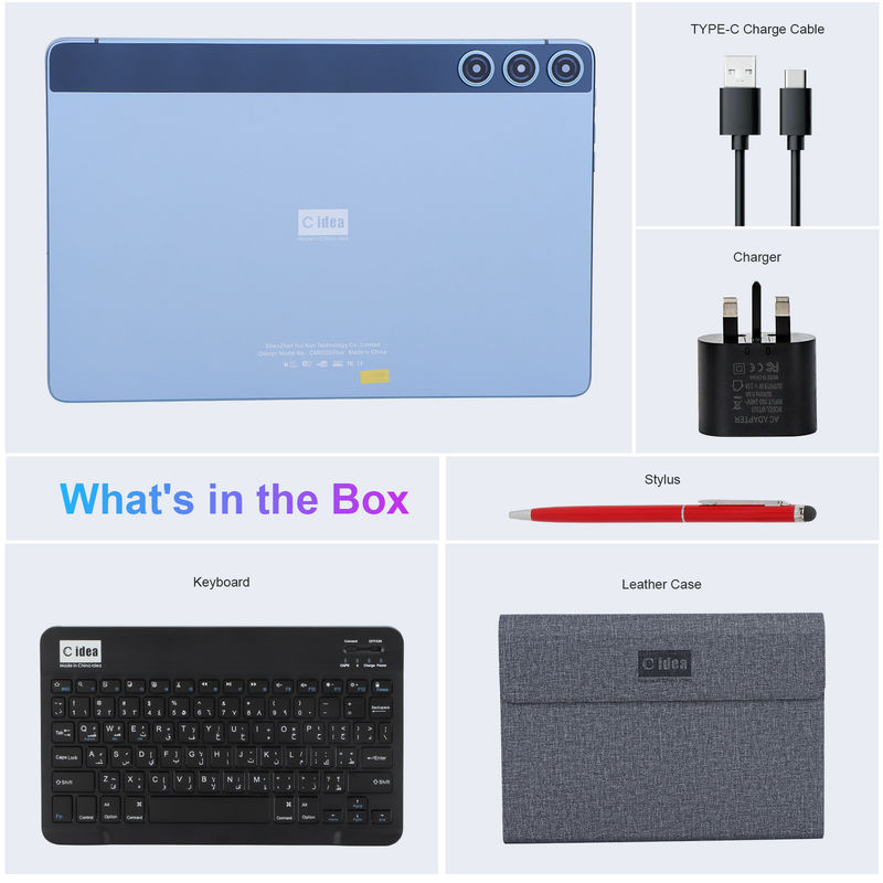C idee Android Tablet WIFI 5G Tablet 10,1 inch Dual Camera 8GB RAM 512GB met toetsenbord muis SIM-ondersteuning voor student
